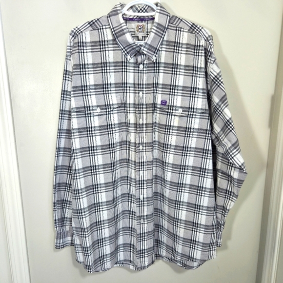 Cinch Men's Black and White Plaid Shirt Size XL - Picture 1 of 4